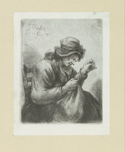 Vrouw pone a naald en draad The Compleat Work of Etchings de John Chalon / Oeuvre Complette des Eaux Fortes par Jean Chalon (título de la serie) de Jan Chalon