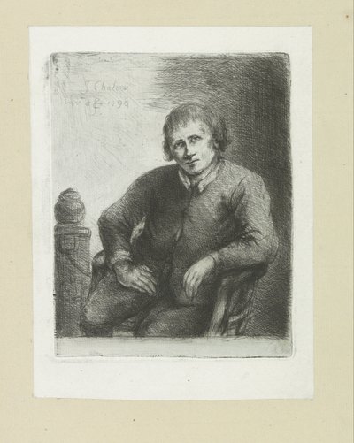 Hombre sentado junto a un pilar The Compleat Work of Etchings de John Chalon / Oeuvre Complette des Eaux Fortes de Jean Chalon (título de la serie) de Jan Chalon