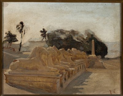 Avenida de las esfinges en el templo de Amón en Karnak. De un viaje a Egipto de Jan Ciągliński