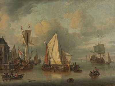 Una calma (Barcos en el puerto por un tiempo de calma) de Jan Claesz. Rietschoof
