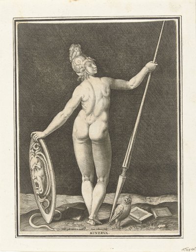 Minerva (título sobre objeto) Sentencia de París (título de la serie) de Jan Collaert (II)