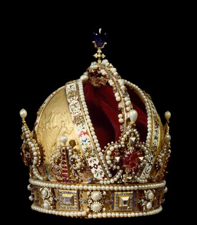 Corona del Emperador del Sacro Imperio Rodolfo II de Habsburgo (1552-1612). Atribuida al orfebre Jan Vermeyen (1559-1606) 1602 Viena Kunsthistorisches Museum de Jan Cornelisz Vermeyen