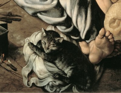 La Sagrada Familia alrededor de un Fuego, c.1532-33 (detalle) de Jan Cornelisz Vermeyen