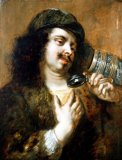 Un joven bebiendo de una jarra de Jan Cossiers