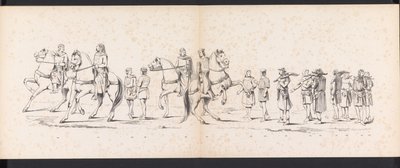 Mascarada de los estudiantes de Leiden, 1865 (lámina 10) Procesión de murgas celebrada por los miembros del cuerpo de estudiantes de Leiden el 6 de junio de 1865, en celebración del 290 aniversario de la Leidsche Hoogeschool, que representa: la entrada de  de Jan Daniël Cornelis Carel Willem baron de Constant Rebecque