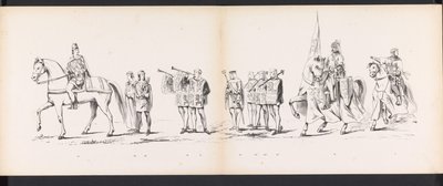 Mascarada de los estudiantes de Leiden, 1865 (lámina 6) Las murgas procesión celebrada por los miembros del cuerpo de estudiantes de Leiden el 6 de junio de 1865, en celebración del 290º aniversario de la Leidsche Hoogeschool, representando: la entrada de  de Jan Daniël Cornelis Carel Willem baron de Constant Rebecque