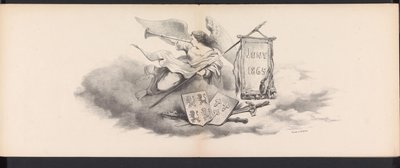 Mascarada de los estudiantes de Leiden, 1865 (título) Las murgas procesión celebrada por los miembros del cuerpo de estudiantes de Leiden el 6 de junio de 1865, en celebración del 290º aniversario de la Leidsche Hoogeschool, representando: la entrada de lo de Jan Daniël Cornelis Carel Willem baron de Constant Rebecque