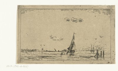 Vista al río con velero de Jan Daniël Cornelis Carel Willem baron de Constant Rebecque
