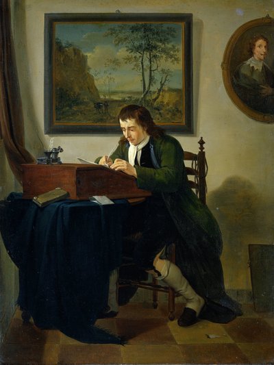 Un hombre escribiendo en su escritorio de Jan Ekels (II)