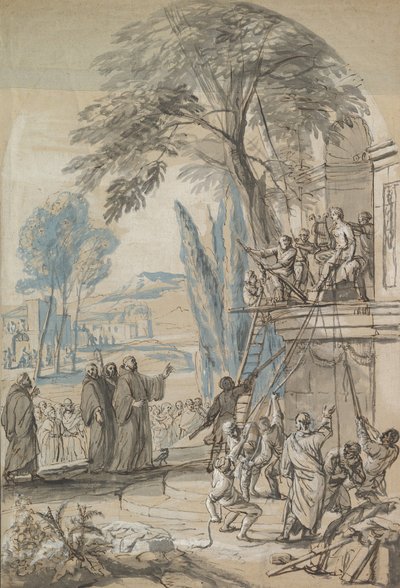 Benedicto de Nursia ordena la destrucción del templo de Apolo en Monte..., mediados del siglo XVII-principios del siglo XVIII de Jan Erasmus Quellinus