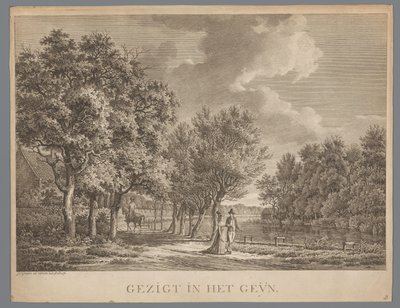 Paisaje con una pareja caminando por la orilla del río Gein
Vista del Gein (título en el objeto) de Jan Evert Grave