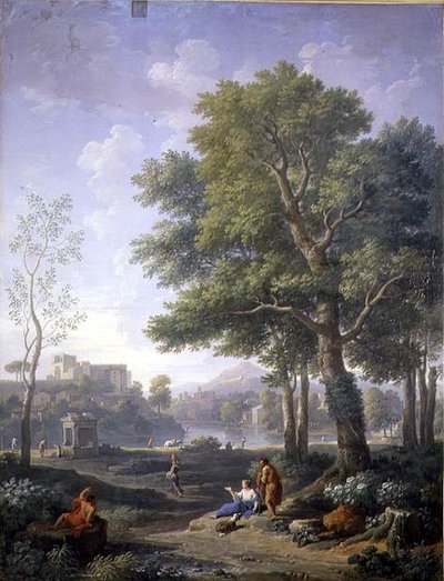 Vista caprichosa con un mirador de Jan Frans van Bloemen