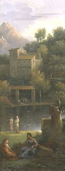 Figuras en un paisaje clásico de Jan Frans van Bloemen
