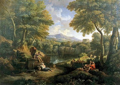 Paisaje con figuras en un pozo de Jan Frans van Bloemen