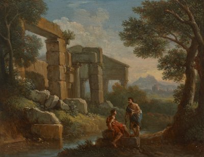 Un paisaje clásico con dos figuras de Jan Frans van Bloemen