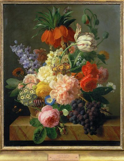 Flores y frutas ... (pintura sobre lienzo) de Jan Frans van Dael