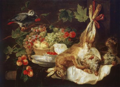 Liebre, fruta y loro de Jan Fyt