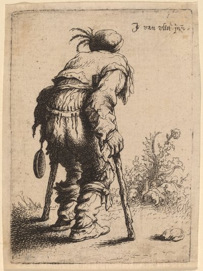 Mendigo con dos muletas de Jan Georg van Vliet