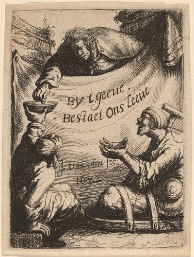Página de título: Dos lisiados recibiendo limosnas, 1632 de Jan Georg van Vliet