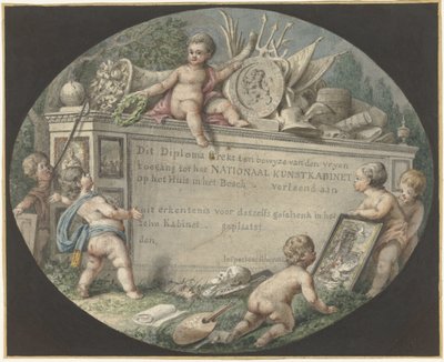 Diseño de un billete de entrada para el Gabinete Nacional de Arte en Huis ten Bosch de Jan Gerard Waldorp (possibly)