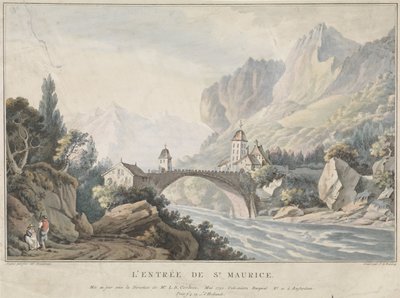 Vista del puente de Saint Maurice en Suiza L