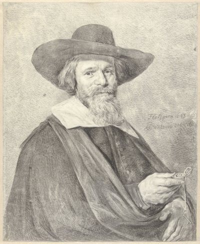 Retrato de un hombre con reloj en la mano derecha de Jan Gerard Waldorp