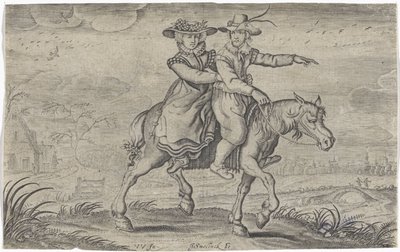Hombre y mujer a caballo de Jan Gerritsz Swelinck