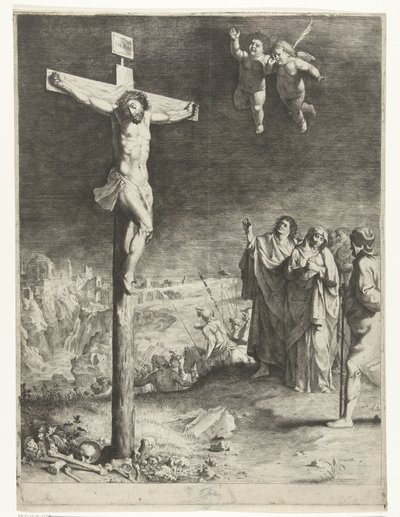 Cristo en la cruz con María y Juan afligidos de Jan Gerritsz. van Bronckhorst