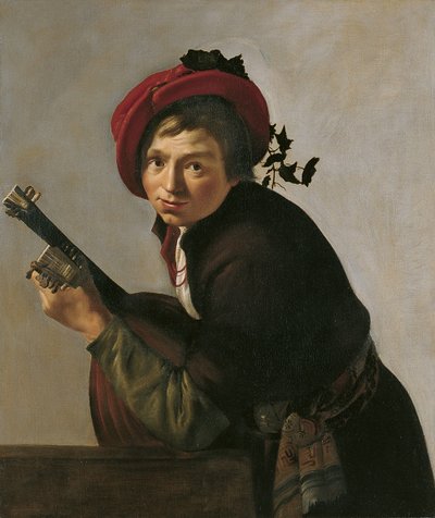 Hombre tocando una tiorba de Jan Gerritsz van Bronckhorst