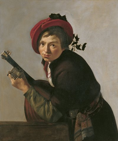 Joven tocando un tiorba de Jan Gerritsz van Bronckhorst