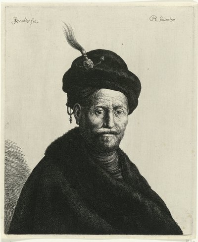 Busto de hombre con turbante Tronies después de Rembrandt (título de la serie) de Jan Gillisz. van Vliet