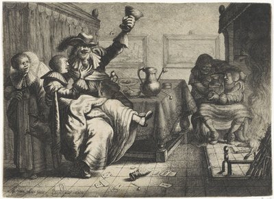 Dos parejas amorosas en una posada de Jan Gillisz. van Vliet