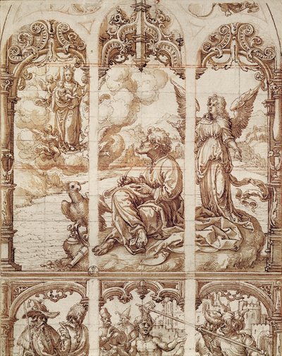 San Juan Evangelista recibiendo sus visiones en la isla de Patmos de Jan Gossaert