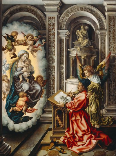 Alemán: Hl. Lukas malt die Madonna San Lucas pintando a la Virgen de Jan Gossaert