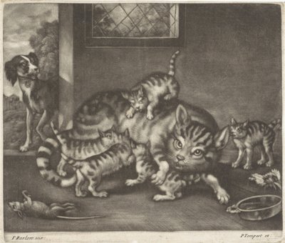 Gato con cinco niños de Jan Griffier (I)