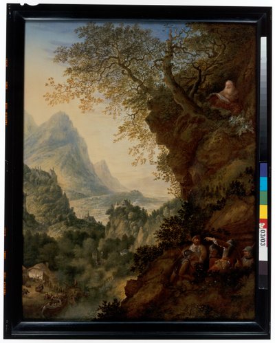 Un paisaje renano con un ermitaño y soldados de Jan Griffier