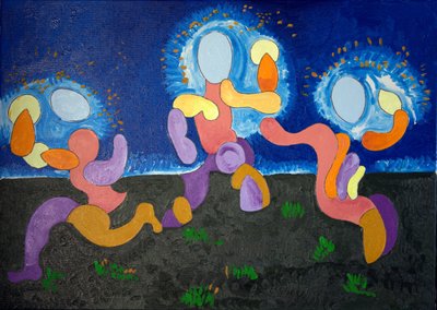 En las cálidas noches de junio, los Trogloditas celebran el fuego, 2009 de Jan Groneberg