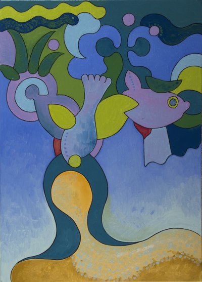 La sirenita en aguas contaminadas, 2007 (óleo sobre lienzo) de Jan Groneberg