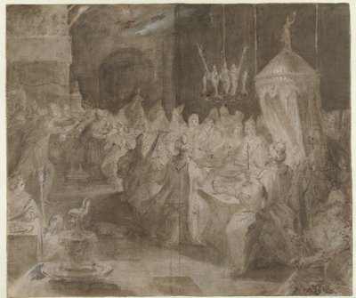 La comida de los invitados de Belshazzar de Jan Harmensz. Muller