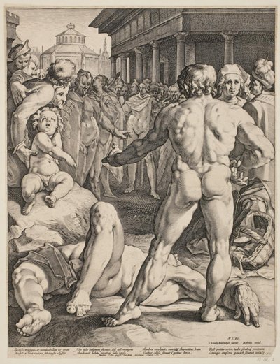 La lucha entre Ulises e Iro de Jan Harmensz. Muller