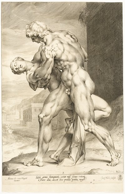 El rapto de una mujer sabina, vista lateral de Jan Harmensz. Muller