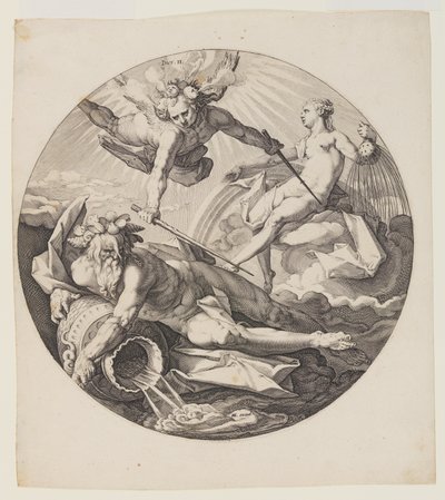 El segundo día, lámina 3, de La creación del mundo de Jan Harmensz. Muller