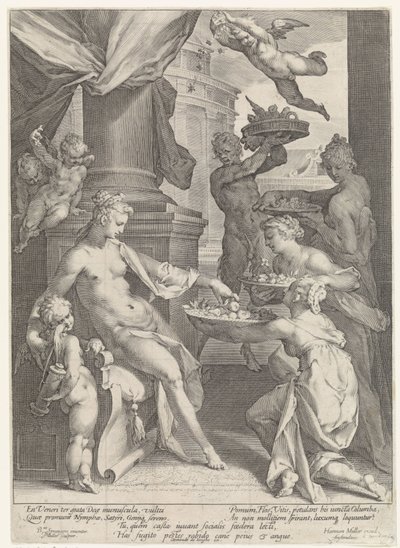 Venus honrada por las ninfas y un fauno de Jan Harmensz. Muller