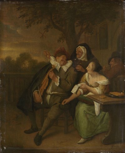 Hombre con un violín en mala compañía de Jan Havicksz. Steen (copy after)