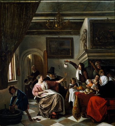 Celebración familiar, por Jan Steen de Jan Havicksz. Steen