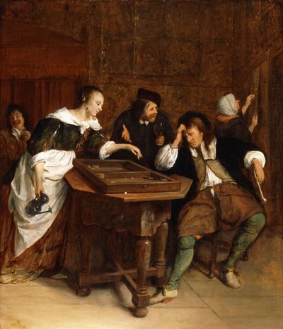 Gentiles jugando al backgammon en un interior de Jan Havicksz. Steen