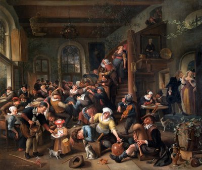 La danza de los huevos: Campesinos alegres en una posada de Jan Havicksz. Steen