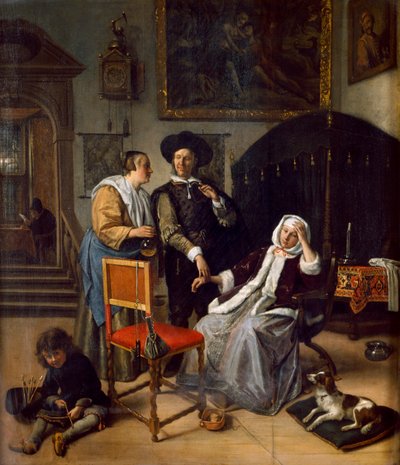 La visita del médico (óleo sobre tabla de roble) de Jan Havicksz. Steen