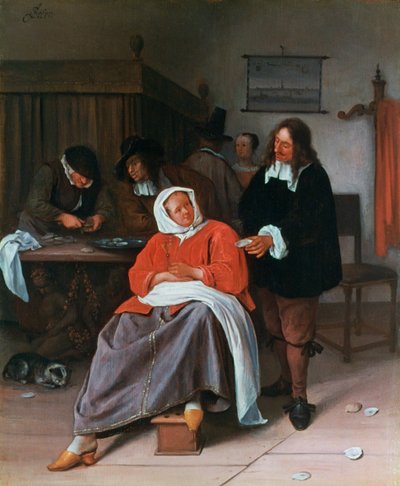 Un hombre ofreciendo una ostra a una mujer, c1660-1665 de Jan Havickszoon Steen