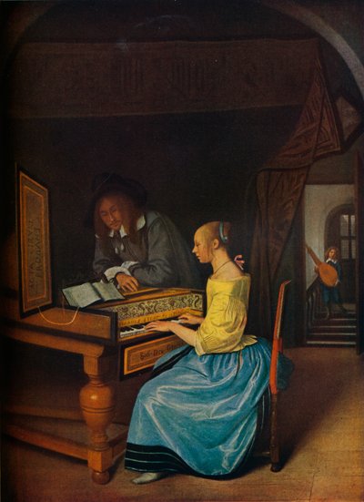 Una Joven Tocando un Clavicémbalo para un Joven de Jan Havickszoon Steen